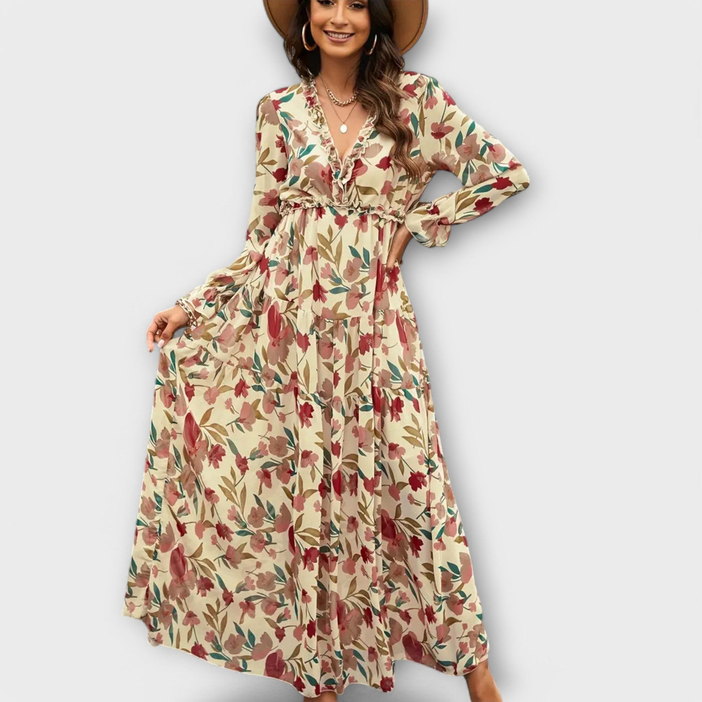 Juna - Elegant Floral Maxi Dress