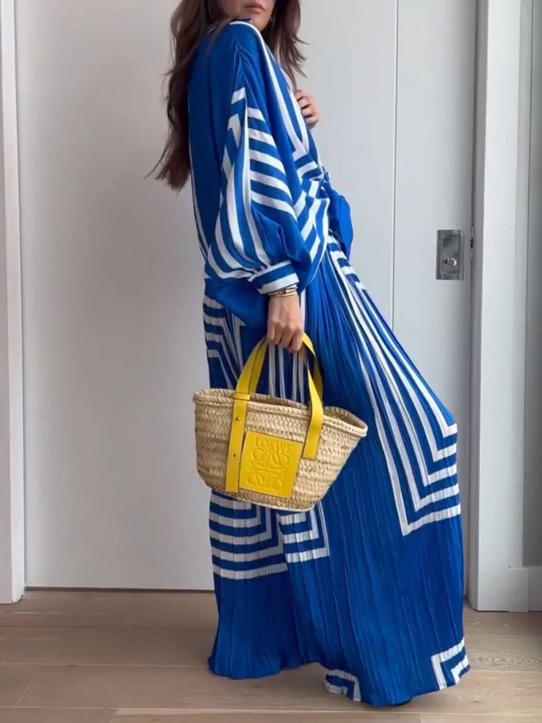 Azure Poise – Striped Two-Piece Set