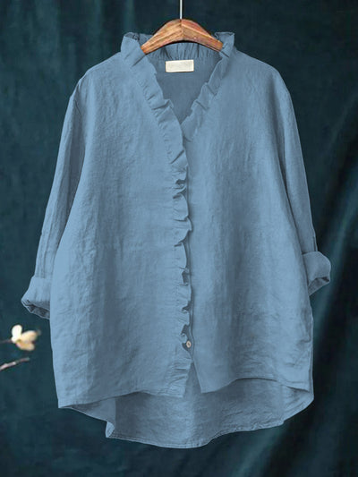 Jamy- Cotton and Linen Blouse with Frill