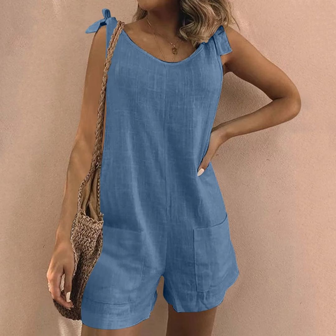Sarah - Sleeveless Cotton Linen Playsuit