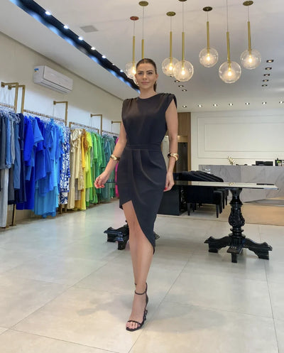 BRITT - MIDI DRESS WITH HALF-MOON DESIGN