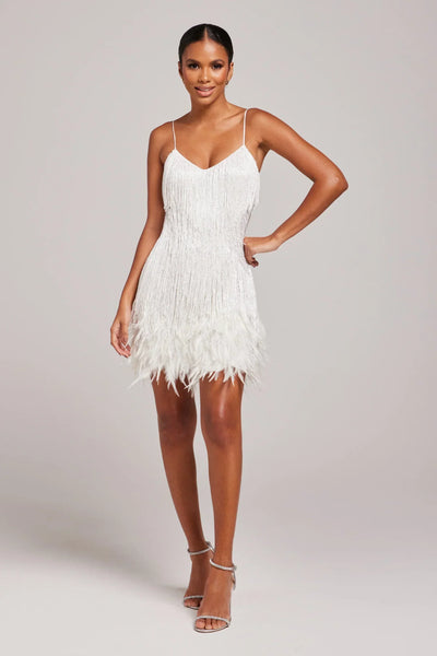 ALENA – PARTY DRESS WITH FEATHER TRIM