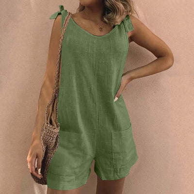 Sarah - Sleeveless Cotton Linen Playsuit