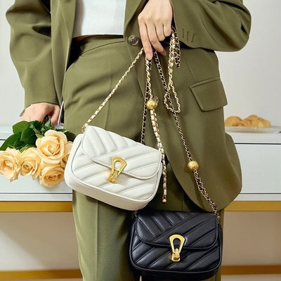 Women’s Genuine Leather Mini Chain Shoulder Bag – 2025 Summer Luxe Edition