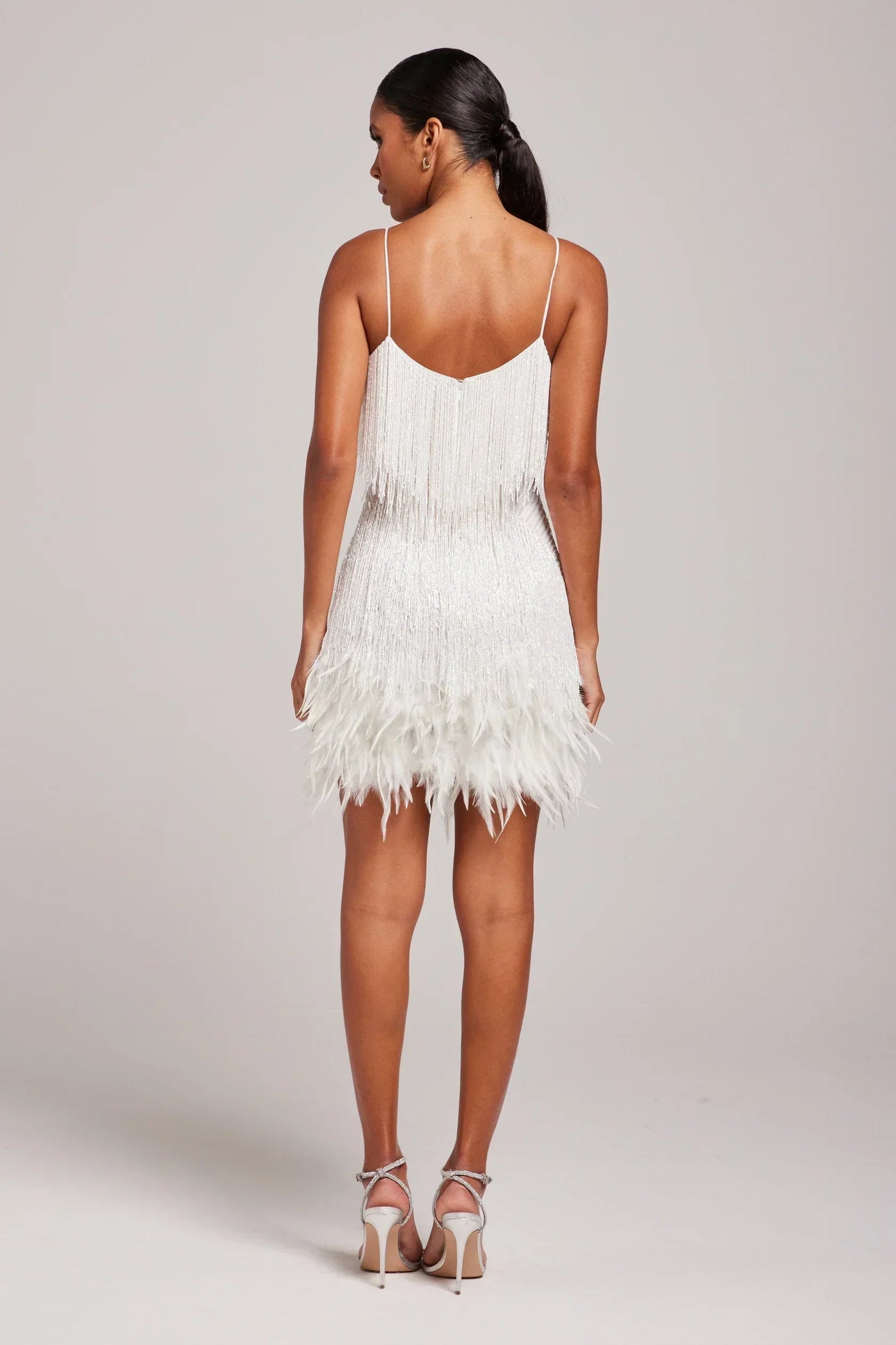 ALENA – PARTY DRESS WITH FEATHER TRIM