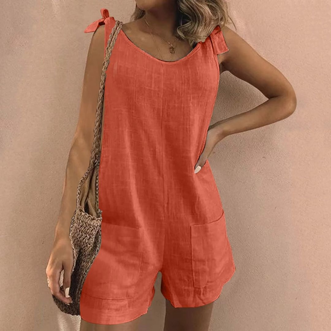 Sarah - Sleeveless Cotton Linen Playsuit