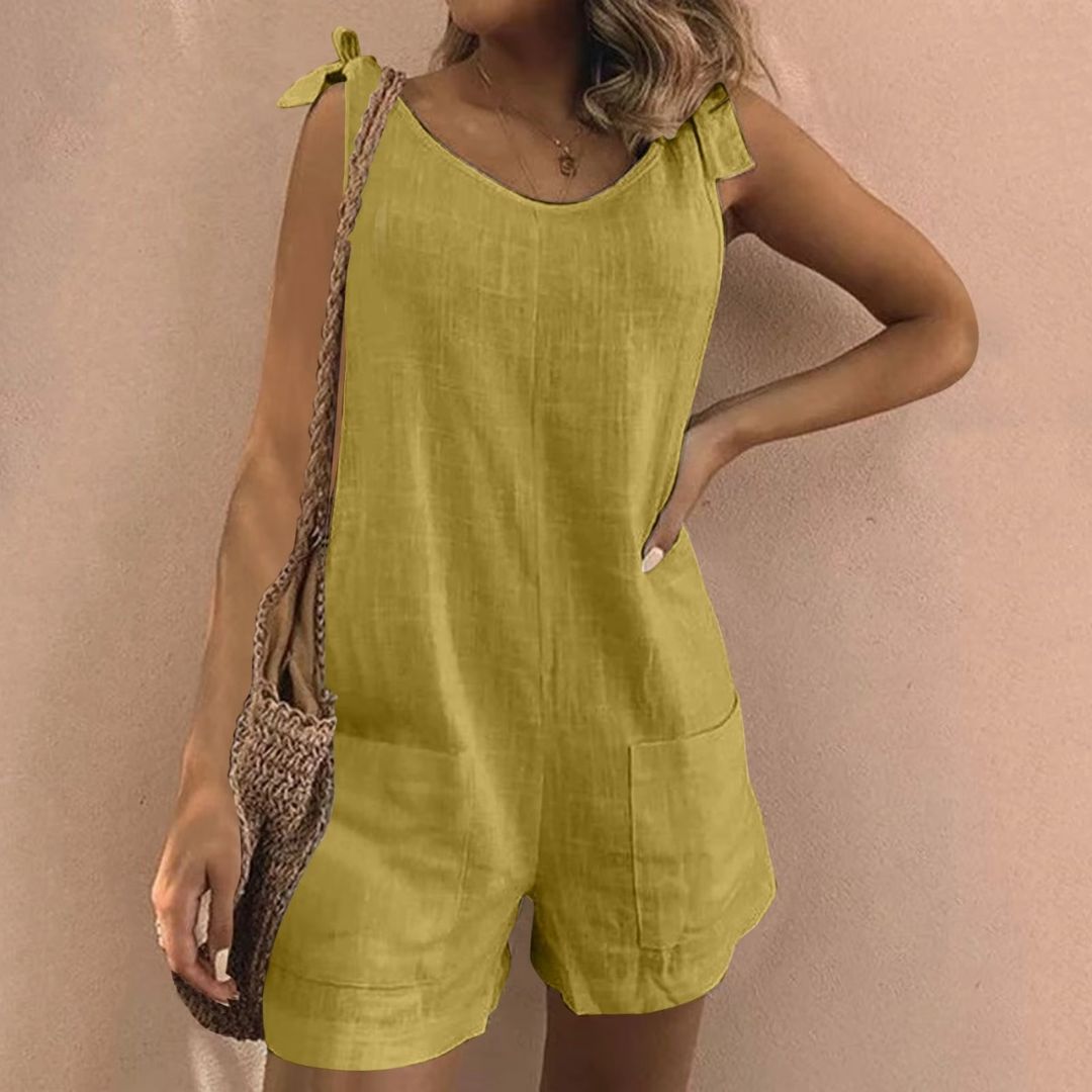 Sarah - Sleeveless Cotton Linen Playsuit
