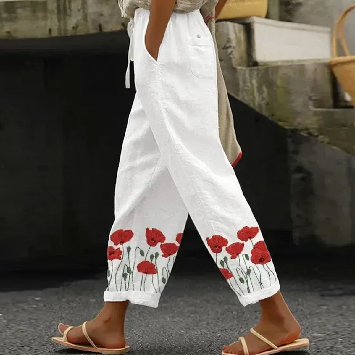 Basic White Side Pocket Pants