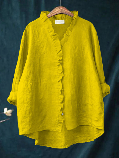 Jamy- Cotton and Linen Blouse with Frill