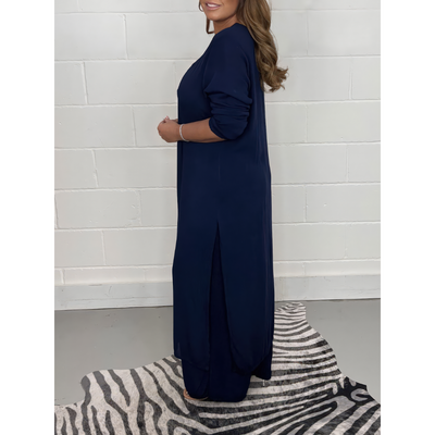 Casey - Two-Piece Casual Set with V-Neck and Split
