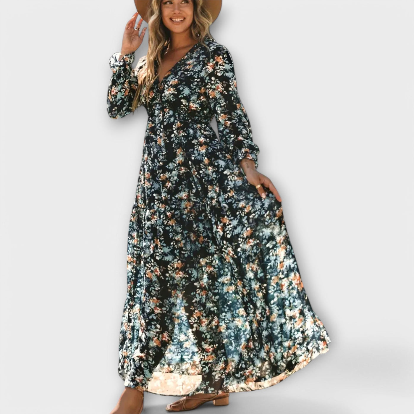 Juna - Elegant Floral Maxi Dress