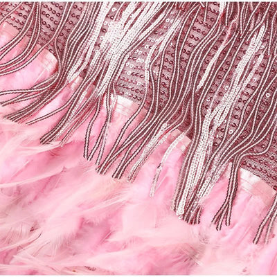 ALENA – PARTY DRESS WITH FEATHER TRIM