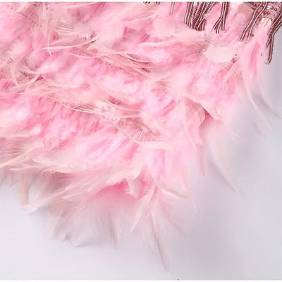 ALENA – PARTY DRESS WITH FEATHER TRIM