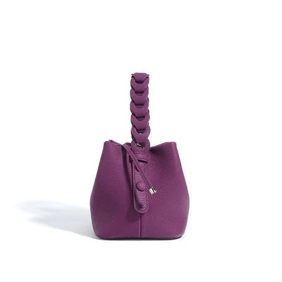 Women's Genuine Top-Grain Leather Versatile Commuting Bucket Bag Single-Shoulder Crossbody Elegant Handheld Bag