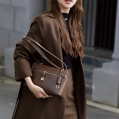Women's Genuine Leather Crossbody Bucket Bag