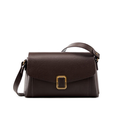 Women’s Genuine Leather Spring-Summer Commuter Tote Bag with Maillard Elegance
