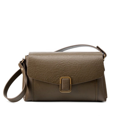 Women’s Genuine Leather Spring-Summer Commuter Tote Bag with Maillard Elegance