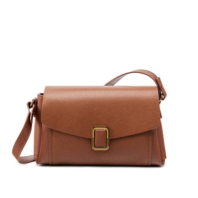 Women’s Genuine Leather Spring-Summer Commuter Tote Bag with Maillard Elegance