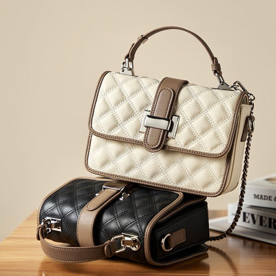 Women’s Genuine Leather Quilted Crossbody Bag – Light Luxury Everyday Essential