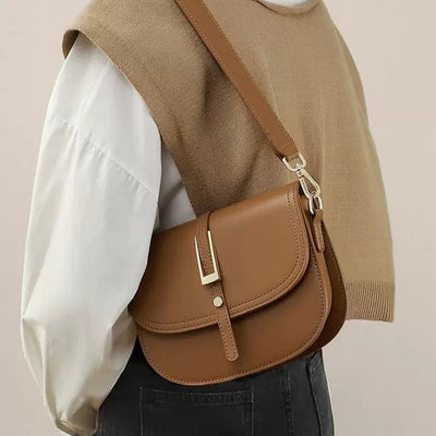 Women's Genuine Leather Saddle Crossbody Shoulder Bag