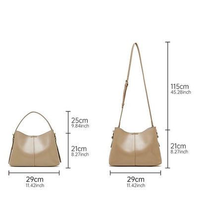 Women’s Genuine Leather Large Tote Shoulder Bag – Vegetable-Tanned Commuter Crossbody