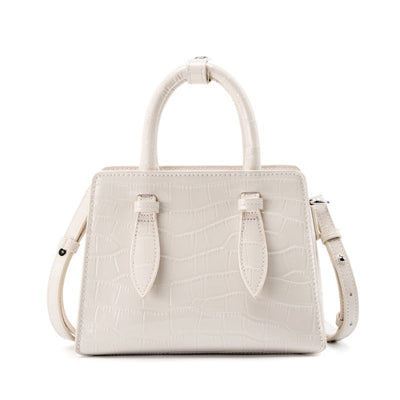 Women’s Genuine Leather Top Handle Bag – French Alligator-Texture Square Crossbody