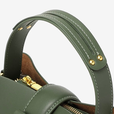 Women’s Genuine Leather Bucket Shoulder Bag – Large Capacity Crossbody for Daily Commute