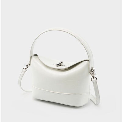 Women’s Genuine Leather Mini Bucket Shoulder Bag – Chic Turn-Lock Crossbody