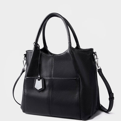 Women’s Genuine Leather Large Capacity Tote Shoulder Bag – Elegant Commuter Style