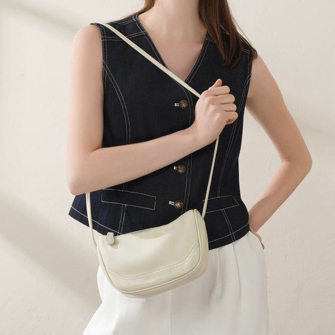 Women’s Genuine Leather Mini Crossbody Shoulder Bag – Elegant Top Grain Everyday Purse
