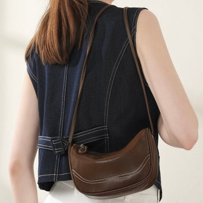 Women’s Genuine Leather Mini Crossbody Shoulder Bag – Elegant Top Grain Everyday Purse