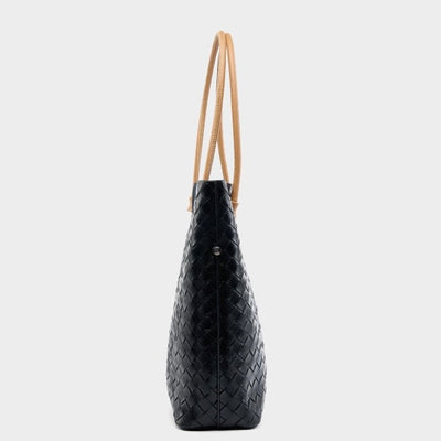 Women's Genuine Weaving Leather Minimalist Shoulder Tote Bag