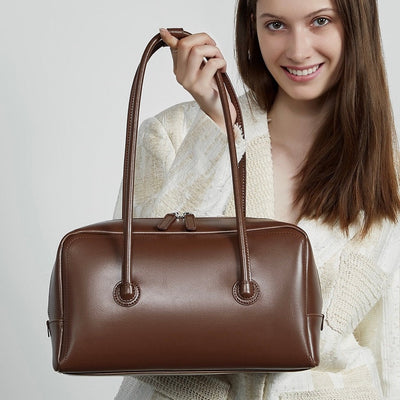 Women’s Genuine Leather Boston Structured Pillow Shoulder Bag