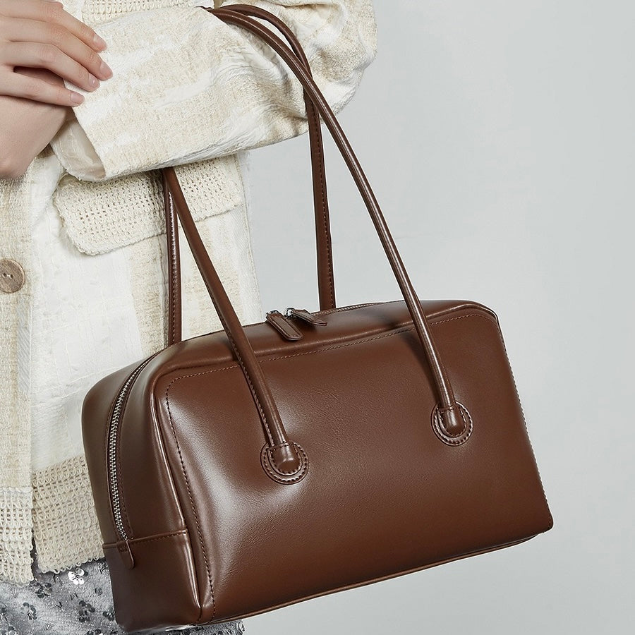 Women’s Genuine Leather Boston Structured Pillow Shoulder Bag