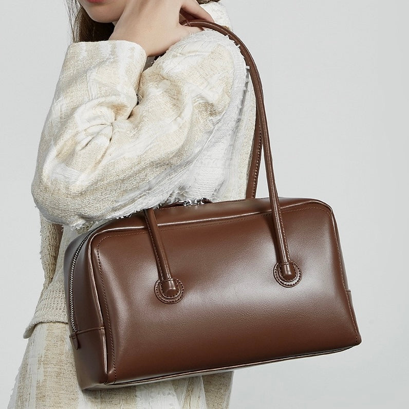 Women’s Genuine Leather Boston Structured Pillow Shoulder Bag