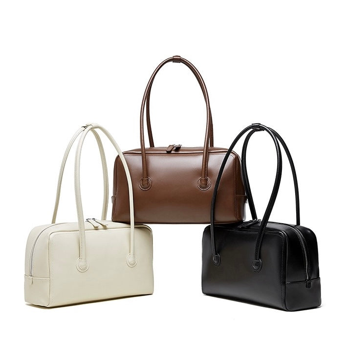 Women’s Genuine Leather Boston Structured Pillow Shoulder Bag