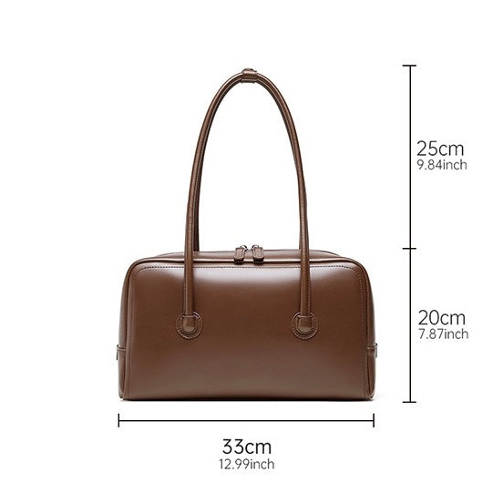 Women’s Genuine Leather Boston Structured Pillow Shoulder Bag