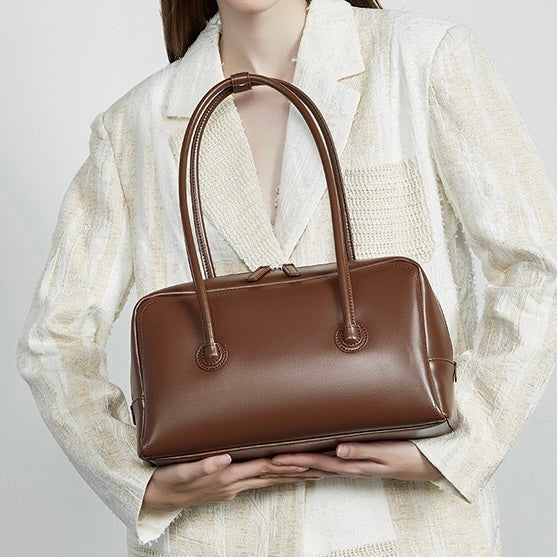 Women’s Genuine Leather Boston Structured Pillow Shoulder Bag
