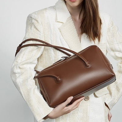 Women’s Genuine Leather Boston Structured Pillow Shoulder Bag