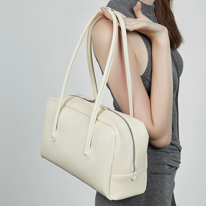 Women’s Genuine Leather Boston Structured Pillow Shoulder Bag