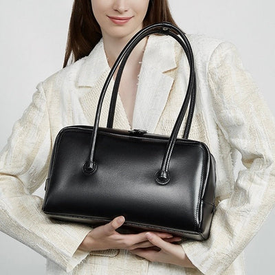Women’s Genuine Leather Boston Structured Pillow Shoulder Bag