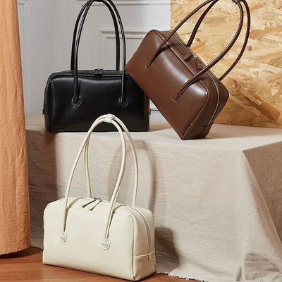 Women’s Genuine Leather Boston Structured Pillow Shoulder Bag