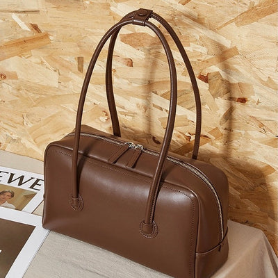 Women’s Genuine Leather Boston Structured Pillow Shoulder Bag
