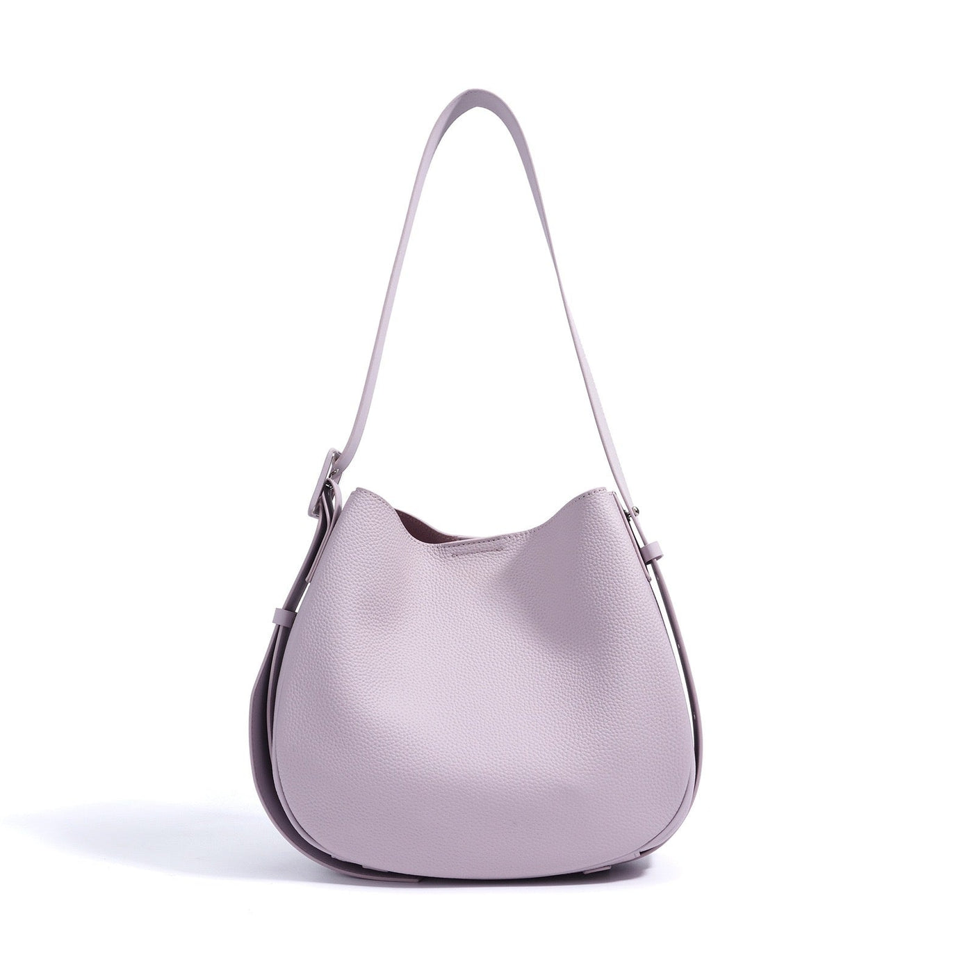 Women’s Genuine Leather Wide Strap Commuter Bucket Shoulder Bag
