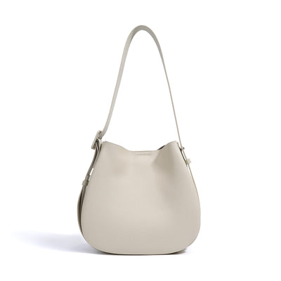Women’s Genuine Leather Wide Strap Commuter Bucket Shoulder Bag