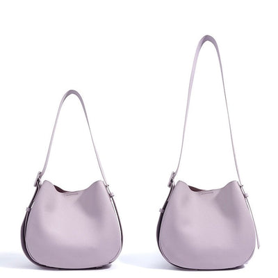 Women’s Genuine Leather Wide Strap Commuter Bucket Shoulder Bag