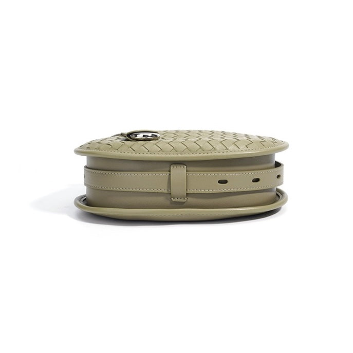 Woven Genuine Leather Crescent Shoulder Bag – Spring Summer 2025 Edition