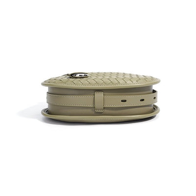 Woven Genuine Leather Crescent Shoulder Bag – Spring Summer 2025 Edition