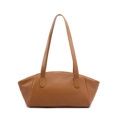 Women’s Genuine Leather Winged Pleated Tote – Minimalist Large Capacity Commuter Bag