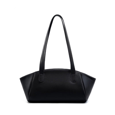 Women’s Genuine Leather Winged Pleated Tote – Minimalist Large Capacity Commuter Bag